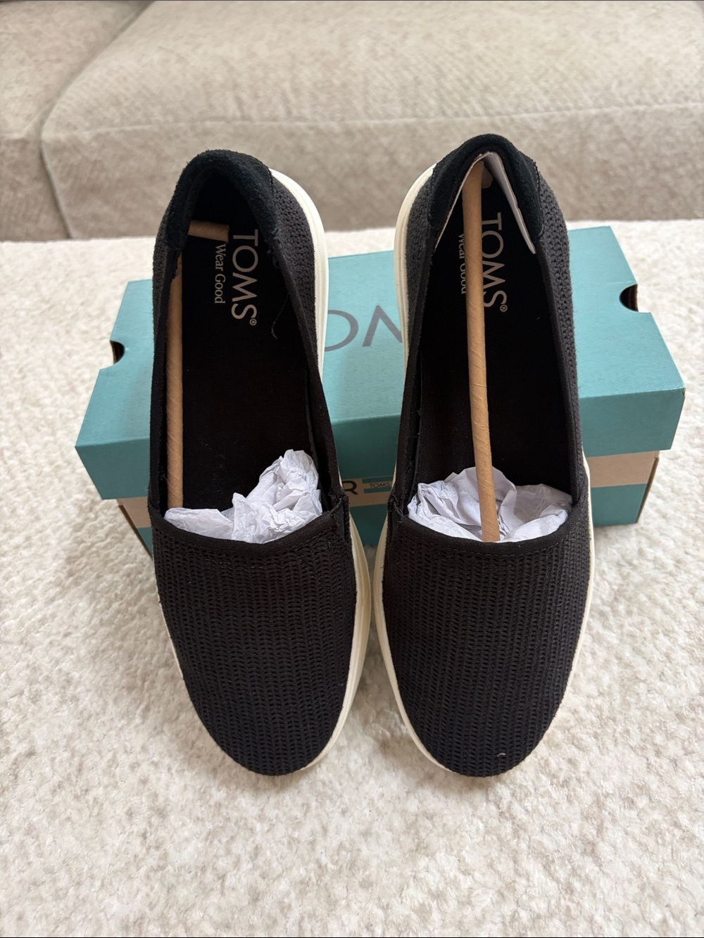 Toms Women’s Black Knit Slip-On Espadrille Sneakers